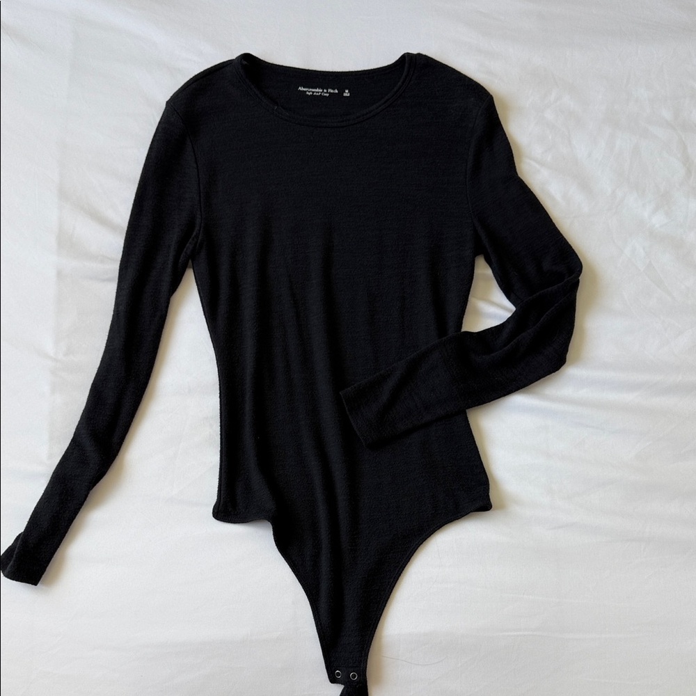 Abercrombie & Fitch Soft A&F Cozy Black Long-Sleeve bodysuit